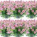 12 Bundles Artificial Flowers Outdoor UV Resistant Fake Plastic Plants Indoor Outside Hanging Plants Garden Porch Window Box Home Wedding Farmhouse Festive Shrub Decor (Pink)