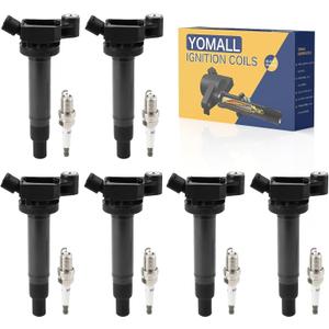 6PCS UF267 Ignition Coils + 6PCS AGSP33C Iridium Spark Plugs Ignition Coils Pack Fits for 2000-2004 Avalon, 2002-2006 Camry, 2001-2006 Highlander 3.0L 3.3L, Coil Pack Set Aftermarket Parts