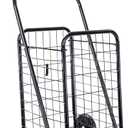 dbest Products Cruiser Cart Sport, Foldable Grocery Cart on Wheels,Multi-Use Collapsible Folding Laundry Basket with Wheels (Black)