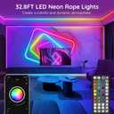 32.8Ft Neon Rope Lights,Flexible Led Rope Lights Control with App/Remote,Multiple Modes RopeLights,IP65 Outdoor RGB Led Neon Lights NonWater Resistant,Music Sync Gaming Led NeonLight Strip