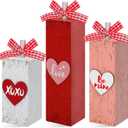 Redbaker 3pcs Valentine's Day Table Centerpieces Valentines Office Decor Wooden Block Sign Be Mine Love Table Decorations Rustic Farmhouse Red Pink Heart Tiered Tray Decor for Home Office Mantel Desk