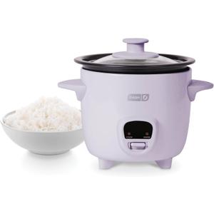 Dash Mini Rice Cooker Steamer with Removable Nonstick Pot, Keep Warm Function & Recipe Guide, 2 cups, for Soups, Stews, Grains & Oatmeal - Lavender