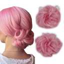 Light Pink Messy Hair Extensions Women's Synthetic Chignon Hairpiece Easy Bun Hair Pieces Updos Wig Hair Buns for Women Girl Lady Party (Light Pink, #2317, 2pcs)