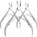 Mudder 3 Packs Cuticle Nippers Cutter Tool Stainless Steel Nail Cuticle Trimmer Remover with Pointed Blade Scissors Pedicure Manicure Tool for Fingernails Nails Care and Toenails(Silver)