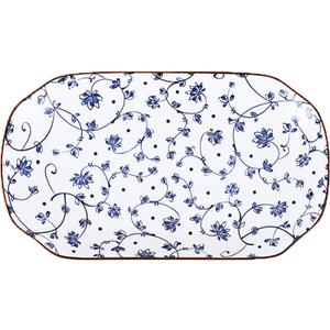 Gegong 12 inch Fish Plate Blue and White Porcelain Dish Serving Plate Floral Dinner Shallow Plate Appetizer Salad Dessert Snack Plate (Tang Grass)
