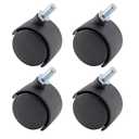 BokWin 4 Pcs 1.5" Plastic Casters Shelving CasterM8 Stem Nylon Furniture Wheel Replacement Threaded Stem Swivel Cart Wheels for Office Chair Commodity Shelf Black Tone Without Brake, Black