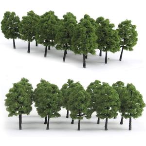 HO Scale Trees, Mystear 50PCS HO OO Scale 1:100 Model Trees 1.4in/3.5cm Train Railroad Park Scenery Architecture Fake Trees for DIY Crafts, Building Model, Landscape