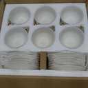 BTaT- Cappuccino Cups with Saucers 7 oz, Set of 12, White Porcelain Coffee Cup and Saucer Set for Latte with Golden Trim Design, Dishwasher Safe, Mocha, Tea, Au Lait, Flat White, Mothers Day Gift