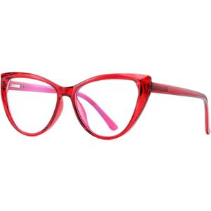 TEAPLMTT 2 Pack Cat Eye Blue Light Blocking Glasses for Women Trendy TR90 Frame Anti Blue Ray Eyesatrain Computer Eyeglasses (Red)