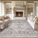 zesthome 8x10 Area Rugs for Living Room,Non-Slip Backing Washable Rugs,Vintage Large Area RugStain Resistant Home Decor Rug (Beige/Brown,8'x10')