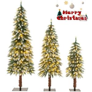 Pre-Lit Christmas Tree Set of 3 Slim Artificial Lighted Xmas Decoration 3/4/5 FT Pre-Lit Christmas Tree Set of 3 Slim Artificial Lighted Xmas Decoration 3/4/5 FT
