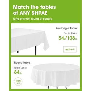 Pureegg Plastic Table Cloth - 10 Packs, Decorative Table Cover for Rectangle, 54''108'' Tablecloth, Disposable Plastic Tablecloth for Parties, Leakproof, White (54" X 108" Rectangle)