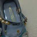 Girls Dress Shoes Mary Jane Princess Shoes Girls' Flats Glitter Low Heels Flower Wedding Party Footwear for Toddler Little/Big Kid (6 Toddler, 738 Blue)