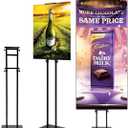 HUAZI Poster Stand for Display Double-Sided Heavy Duty Sign Stand Holder Floor Freestanding Poster Board Stand with Base Adjustable Height Up to 75inches for Board & Foam,Black