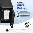 OPAXIS Motion Sensor Outdoor Wal Light with GFCI Outlet, 2-Pack Black Exterior Lighting Fixtures with Outlet, Waterproof Outdoor Lanterns for Porch with Seed Glass, E26 Exterior Garage Sconce Lights