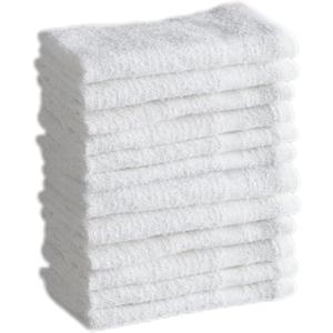 QUBA LINEN 100% Cotton - Wash Cloth Set - Pack of 24, Flannel Face Cloths, Highly Absorbent and Soft Feel Fingertip Towels (White, 12x12 Pack of 12)