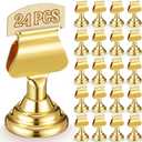Kathfly 24 Pcs Wedding Table Number Holders 1.7 Inch Gold Mini Metal Place Card Holders Bulk Harp-clip Table Sign Stands Card Holder Display Picture Memo Notes Menu for Restaurants Birthday Decor