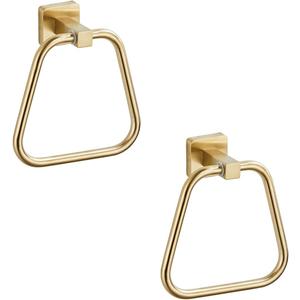 Brushed Gold Towel Ring for Bathroom 2 Pack, Kitchen Bath Towel Holder Hangers Wall Mount Heavy Duty Stainless Steel