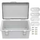 Clear Hinged Cover Stainless Steel Latch, IP67 Waterproof Electrical Weatherproof Junction Box, PVC Plastic Grey Case 11.47.55.5 inch290190140mm