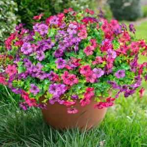 florisso Artificial Flowers for Outdoors Daisy 12 Bundles for Home Decoration, Faux Flower Fake Plants Outside Decoration with Eucalyptus UV Resistant for Planter Porch Patio Yard Garden