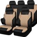 CAR PASS Car Seat Covers Full Sets, Front & Split Rear Bench for Car, 3D Tyre Embossed Automotive Interior Covers, Airbag Compatible, Quick Setup Universal Fit Seat Covers for Car, SUV(Black Beige)