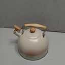 Tea Kettle, BELANKO 85 OZ / 2.5 Liter Whistling Tea Kettle Pots for Stove Top Food Grade Stainless Steel with Wood Pattern Folding Handle, Loud Whistle for Tea, Coffee, Milk - Milk White
