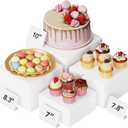 Lifewit 4 PCS Buffet Risers and Stands, (7",7.8",8.3",10") Food Risers for Buffet Table, Catering Dessert Cake Holder for Party, Collectibles Jewelry Display Shelf, Nesting Cube Boxes, White