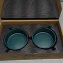 SPUNKYJUNKY Ceramic Dog and Cat Bowl with Wood Stand Non-Slip Matte Glaze Weighted Food Water Set for Cats &Small Dogs 13.5 OZ Green