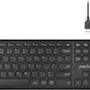 Perixx PERIBOARD-210 US Wired Full-Size USB Keyboard with Quiet Keys for Desktop, Laptop, and Tablet - X Type Scissor Keys - Black - US English (11726)