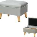 lumizone Small Ottoman with Storage Footstool Compact Foot Rest Stool for Living Room Under-Desk Entryway or Bedroom 10.63" Low-Height Storage Ottoman Cube Lightweight & Stylish (Gray) 