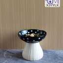 Elevated Mushroom Cat Bowls Ceramic, Raised Cat Bowls for Indoor Cats, Cute Whisker Fatigue Cat Bowl, Raised Dog Bowl Stand for Food and Water, Black 6" Wide for Adult Cats