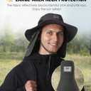 Sun Hat with Removable Neck Flap, UPF 50+ Breathable Lightweight Fishing Hat, Quick-Drying Safari Hat for Garden Hiking (One Size-Medium, Black)