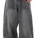 Mens Baggy Jeans Y2k Wide Leg Loose Fit Jeans Streetwear Denim Washed Hip Hop Pants (M)