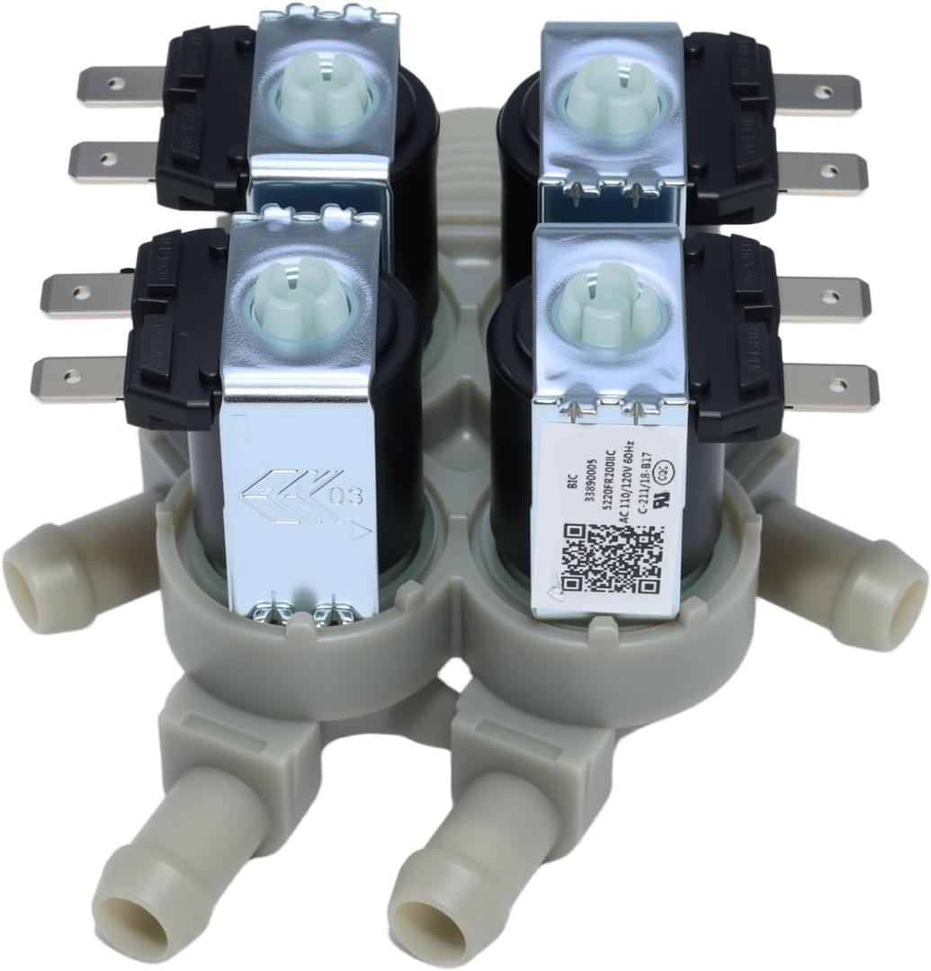 5220FR2008F 5220FR2008C Washer Water Inlet Valve for LG Front-Load Washing Machines WM3997HWA WM2487HRMA WM2487HWM, Replaces OEM Part 5220FR2008C, Fixes No-Fill Slow-Fill Leaks