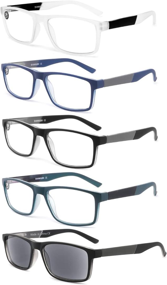 DONGDI 4 Pack Blue Light Blocking Reading Glasses and 1 Pack sun Readers for Women Men,Anti Glare UV Ray Filter computer readers Eyeglasse (5pack-mix, 1.00)