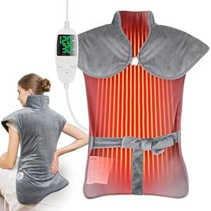Extra Large Electric Heating Pad for Neck, Back & Shoulder Pain Relief, 25"x37" Full Body Heating Blanket with 5 Heat Levels, 4 Timers, Auto Shut-Off, Ideal Gift for Women & Men