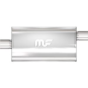 MagnaFlow Performance Exhaust Muffler 12909: 3.5"/3.5" Inlet/Outlet, 5x11x22" Oval, Stainless Steel, Satin Finish