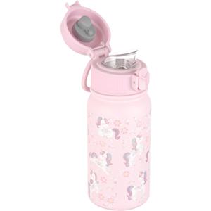 GOPPUS 12oz Kids Water Bottle  BPA-Free, Leak-Proof, Insulated Stainless Steel  Sweat-Proof, Reusable for School, Sports, and Outdoor Activities (Pink unicorn)