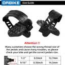 DRBIKE Replacement Bike Pedals with Strap for Stationary Bike, Spin Bike, Recumbent, Exerciser Bicycle, 1/2" 9/16" Bicycle Petal, Black, 1 Pair