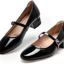 hingswink Mary Jane Shoes Women Low Heels Dress Shoes Pumps Low Heel 2 Inch Chunky Heel Mary Janes Pumps with Adjustable Ankle Strap for Women Dressy Casual Size 7.5