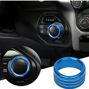 JWWY Gear Shift Switch Knob Cover Trim for Dodge 2018-2024+ RAM 1500 Special Editions, Blue Hollow Aluminum Alloy JWWY Gear Shift Switch Knob Cover Trim for Dodge 2018-2024+ RAM 1500 Special Editions, Blue Hollow Aluminum Alloy