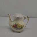 European Porcelain Teapot, Vintage Floral Teapot, Ivory Gold Trim, 28 OZ