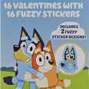 Paper Magic Group Bluey Valentine's Day Cards and Bluey Fuzzy Sticker Set - Valentine Exchange Cards