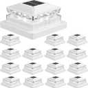 Solar Post Cap Lights, 6500K Cool White IP65 Waterproof Solar Powered Fence Light for 4x4 Wood Post & 5x5 Vinyl Fence, Deck Patio Garden Yard Outdoor Landscape Lighting, ABS Material