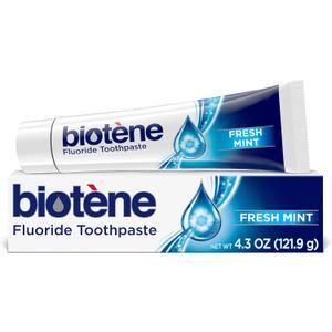 biotne Fluoride Toothpaste for Dry Mouth Symptoms, Bad Breath Treatment and Cavity Prevention, Fresh Mint - 4.3 oz