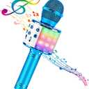 BlueFire 4 in 1 Karaoke Wireless Microphone with LED Lights, Portable Microphone for Kids, Great Toys for Kids, Girls, Boys and Adults (Blue)