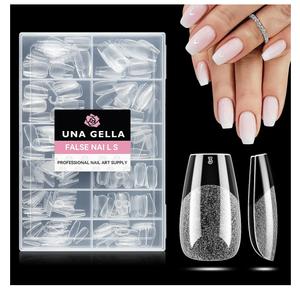UNA GELLA Short Coffin Nail Tips: 216pcs Short Coffin Press on Nails Pre-Shape Gel Nail Tips for Full Cover Acrylic Nails False Nails for Nail Extension Home DIY Salon 12 Sizes Gelly Tips