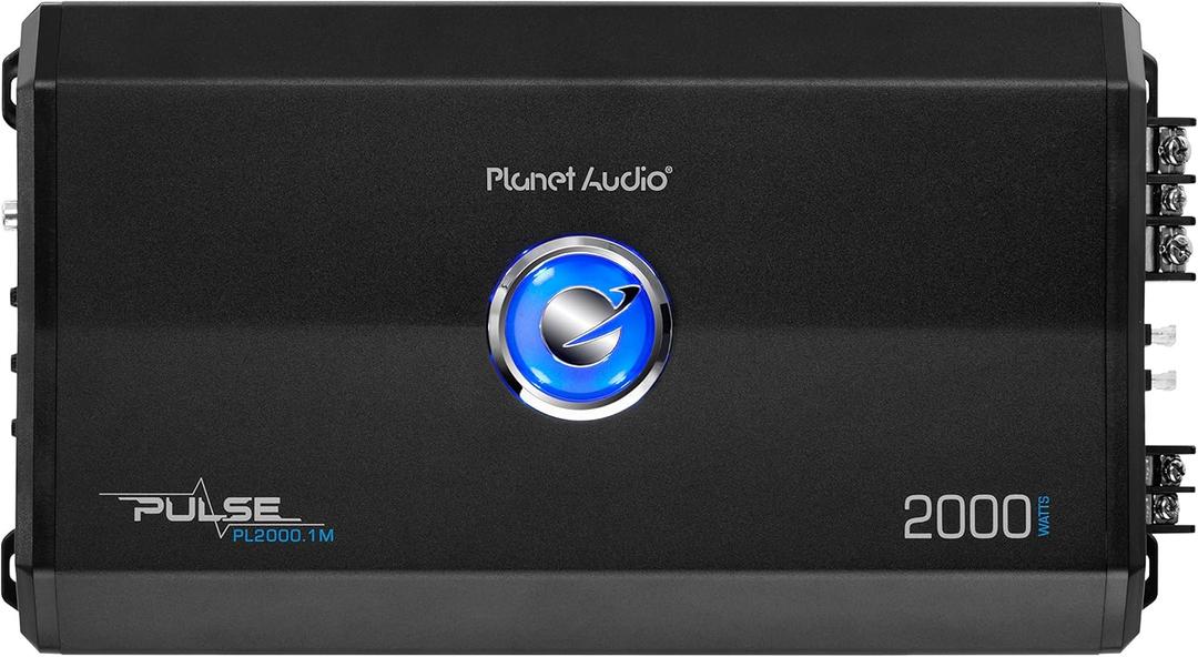 Planet Audio PL2000.1M Monoblock Car Amplifier - 2000 High Output, Low/High Level Inputs, Low Pass Crossover, MOSFET, Hook Up to Subwoofer for Bass