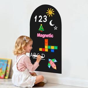 Warasee Magnetic Arch Wall Decal: Small 15.7" x 31.5" Vinyl Peel and Stick Chalkboard for Kids Playroom Classroom Home Use - Educational Learning Tool for Toddlers 1-3 & Children 4-7 (Black)
