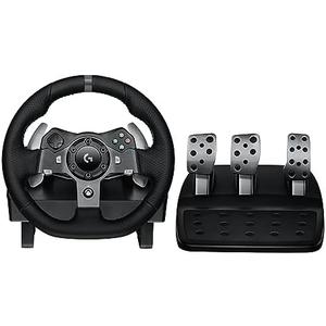 Logitech G920 Driving Force Racing Wheel and Floor Pedals, Real Force Feedback, Stainless Steel Paddle Shifters, Leather Steering Wheel Cover for Xbox Series X|S, Xbox One, PC, Mac - Black